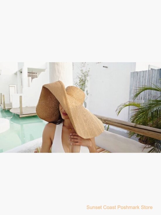 Oversized Straw Sun Hat Foldable Wide Brim Beach main image 3